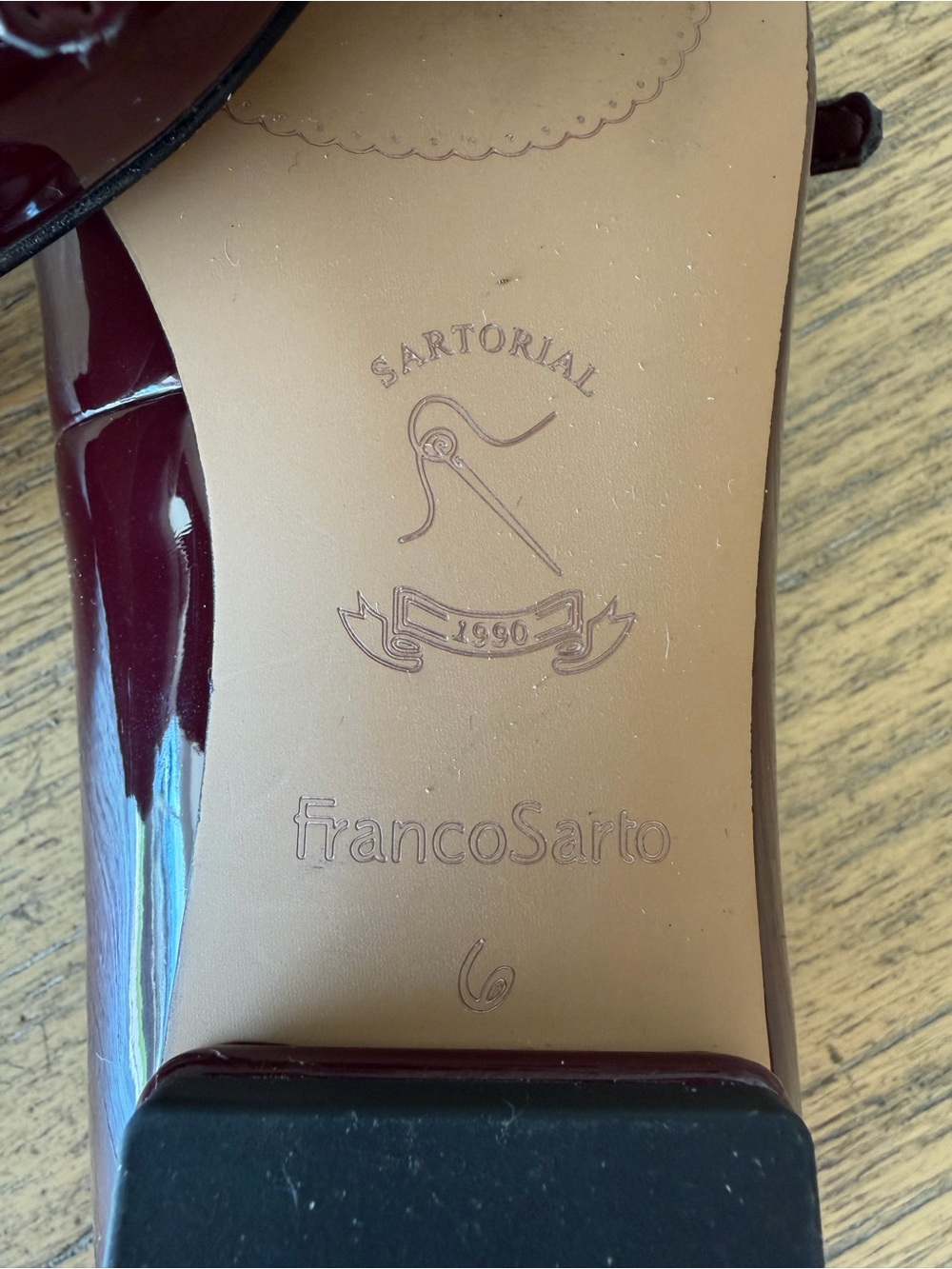 Franco Sarto Women's Burgundy Patent Mary Jane Flats with Buckle Strap - Picture 4 of 4